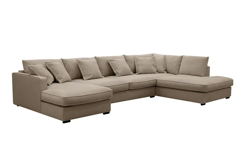 Rossita Lyx 5-seters venstrevendt U-formet ekstra dyp sofa med divan og sjeselong i stoff - Brun - Møbler - Sofaer - U-sofa
