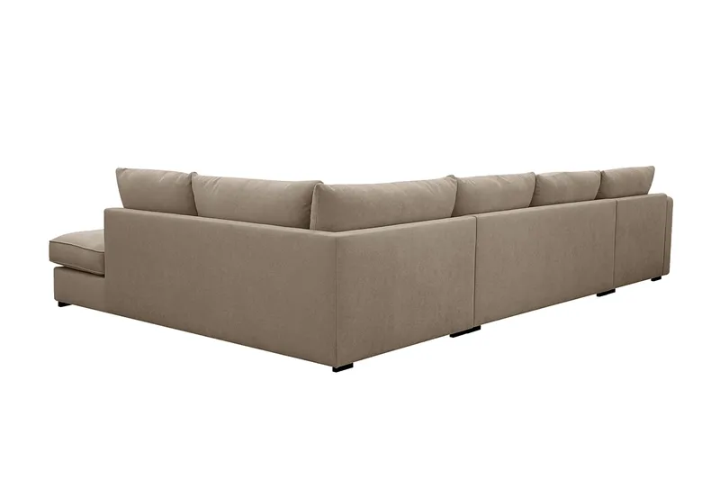 Rossita Lyx 5-seters venstrevendt U-formet ekstra dyp sofa med divan og sjeselong i stoff - Brun - Møbler - Sofaer - U-sofa
