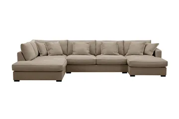 Rossita Lyx 5-seters venstrevendt U-formet ekstra dyp sofa med divan og sjeselong i stoff - Brun - Møbler - Sofaer - U-sofa