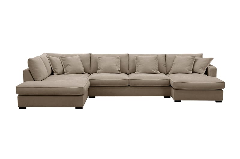 Rossita Lyx 5-seters venstrevendt U-formet ekstra dyp sofa med divan og sjeselong i stoff - Brun - Møbler - Sofaer - U-sofa