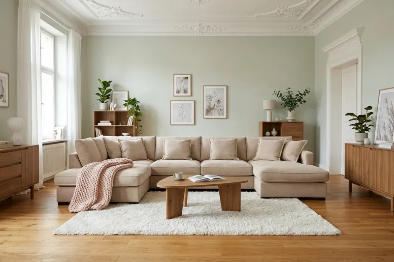 Rossita Lyx 5-seters venstrevendt U-formet ekstra dyp sofa med divan og sjeselong i stoff - Lysebrun - Møbler - Sofaer - U-sofa