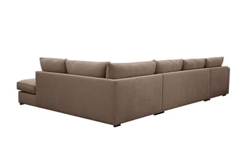Rossita Lyx 5-seters venstrevendt U-formet ekstra dyp sofa med divan og sjeselong i stoff - Mørkebrun - Møbler - Sofaer - U-sofa