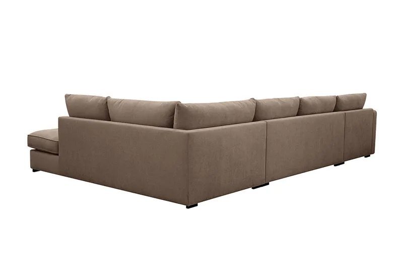 Rossita Lyx 5-seters venstrevendt U-formet ekstra dyp sofa med divan og sjeselong i stoff - Mørkebrun - Møbler - Sofaer - U-sofa