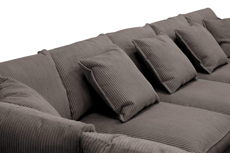 Rossita Lyx 6-seter Høyrevendt U-formet Ekstra dyp Sofa med Divan og Sjeselong i Kordfløyel - Brun - Møbler - Sofaer - U-sofa