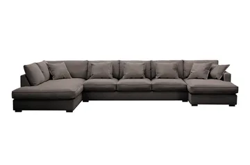 Rossita Lyx 6-seter Høyrevendt U-formet Ekstra dyp Sofa med Divan og Sjeselong i Kordfløyel - Brun - Møbler - Sofaer - U-sofa