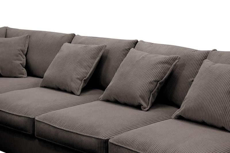 Rossita Lyx 6-seter Høyrevendt U-formet Ekstra dyp Sofa med Divan og Sjeselong i Kordfløyel - Brun - Møbler - Sofaer - U-sofa