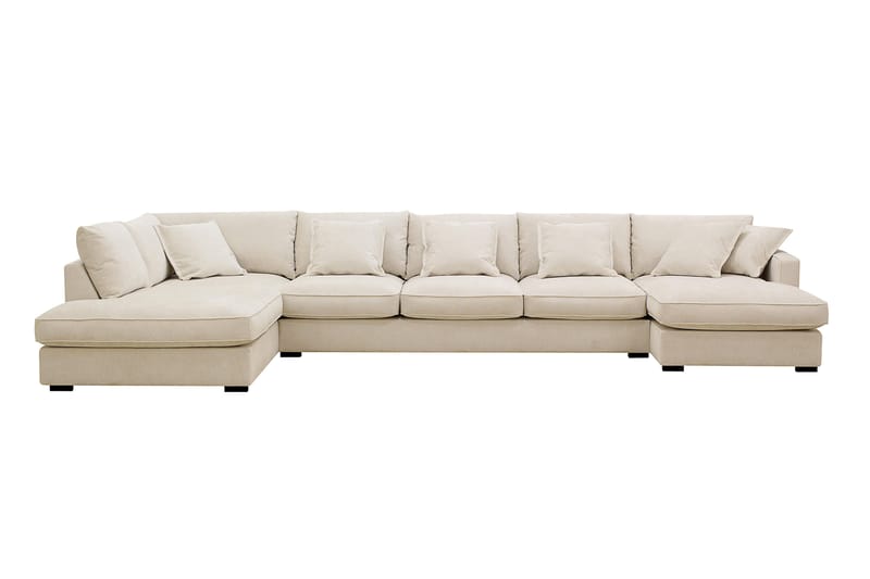 Rossita Lyx 6-seters høyrevendt U-formet ekstra dyp sofa med divan og sjeselong i chenille, Beige