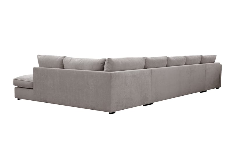 Rossita Lyx 6-seters høyrevendt U-formet ekstra dyp sofa med divan og sjeselong i chenille - Grå/Brun - Møbler - Sofaer - U-sofa