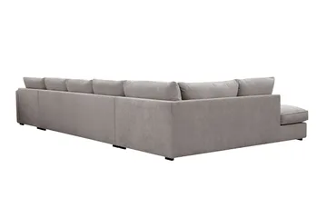 Rossita Lyx 6-seters høyrevendt U-formet ekstra dyp sofa med divan og sjeselong i chenille - Grå/Brun - Møbler - Sofaer - U-sofa