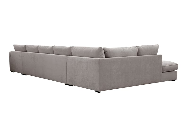 Rossita Lyx 6-seters høyrevendt U-formet ekstra dyp sofa med divan og sjeselong i chenille - Grå/Brun - Møbler - Sofaer - U-sofa