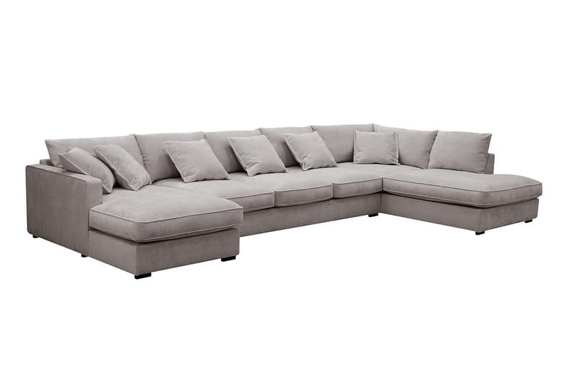 Rossita Lyx 6-seters høyrevendt U-formet ekstra dyp sofa med divan og sjeselong i chenille - Grå/Brun - Møbler - Sofaer - U-sofa