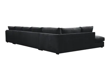 Rossita Lyx 6-seters høyrevendt U-formet ekstra dyp sofa med divan og sjeselong i chenille - Svart - Møbler - Sofaer - U-sofa