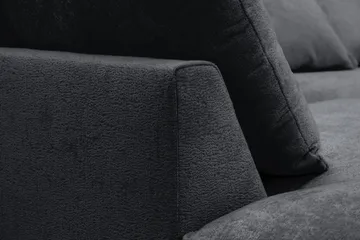 Rossita Lyx 6-seters høyrevendt U-formet ekstra dyp sofa med divan og sjeselong i chenille - Svart - Møbler - Sofaer - U-sofa