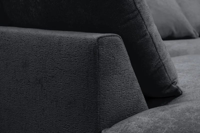 Rossita Lyx 6-seters høyrevendt U-formet ekstra dyp sofa med divan og sjeselong i chenille - Svart - Møbler - Sofaer - U-sofa