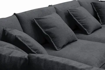 Rossita Lyx 6-seters høyrevendt U-formet ekstra dyp sofa med divan og sjeselong i chenille - Svart - Møbler - Sofaer - U-sofa