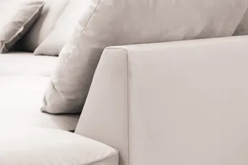 Rossita Lyx 6-seters høyrevendt U-formet ekstra dyp sofa med divan og sjeselong i fløyel - Beige - Møbler - Sofaer - Fløyelssofaer