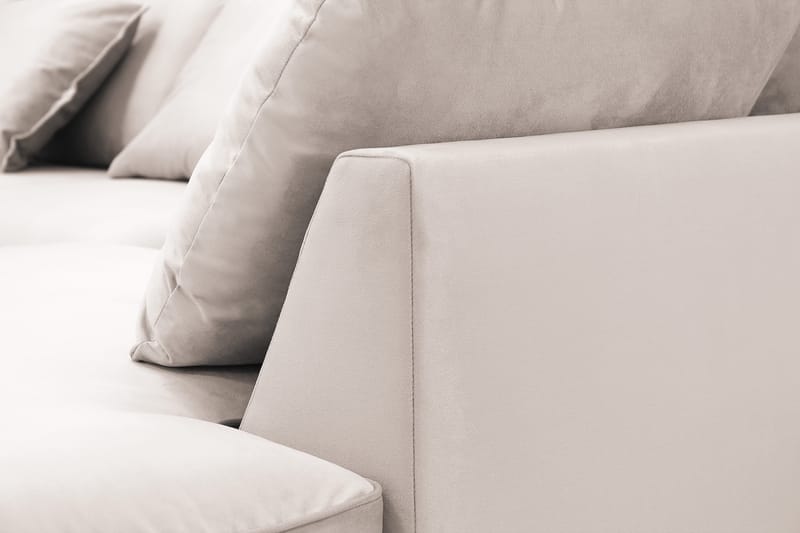 Rossita Lyx 6-seters høyrevendt U-formet ekstra dyp sofa med divan og sjeselong i fløyel - Beige - Møbler - Sofaer - Fløyelssofaer