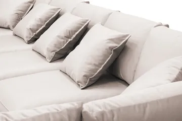 Rossita Lyx 6-seters høyrevendt U-formet ekstra dyp sofa med divan og sjeselong i fløyel - Beige - Møbler - Sofaer - Fløyelssofaer