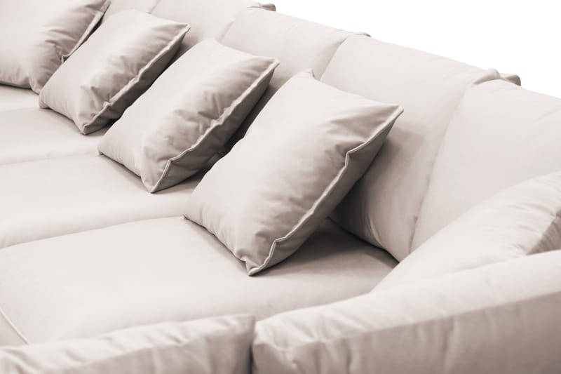 Rossita Lyx 6-seters høyrevendt U-formet ekstra dyp sofa med divan og sjeselong i fløyel - Beige - Møbler - Sofaer - Fløyelssofaer