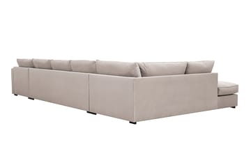 Rossita Lyx 6-seters høyrevendt U-formet ekstra dyp sofa med divan og sjeselong i fløyel - Beige - Møbler - Sofaer - Fløyelssofaer