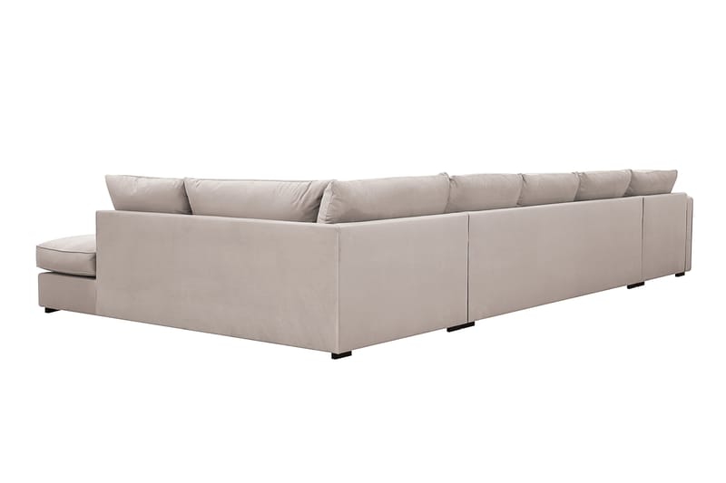 Rossita Lyx 6-seters høyrevendt U-formet ekstra dyp sofa med divan og sjeselong i fløyel - Beige - Møbler - Sofaer - Fløyelssofaer