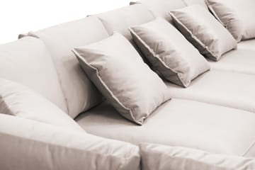 Rossita Lyx 6-seters høyrevendt U-formet ekstra dyp sofa med divan og sjeselong i fløyel - Beige - Møbler - Sofaer - Fløyelssofaer