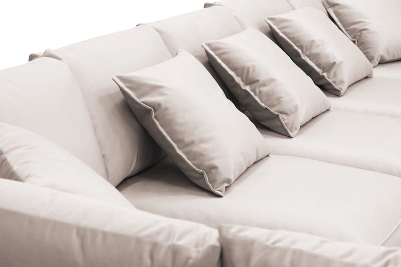Rossita Lyx 6-seters høyrevendt U-formet ekstra dyp sofa med divan og sjeselong i fløyel - Beige - Møbler - Sofaer - Fløyelssofaer