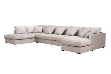 Rossita Lyx 6-seters høyrevendt U-formet ekstra dyp sofa med divan og sjeselong i fløyel - Beige - Møbler - Sofaer - Fløyelssofaer