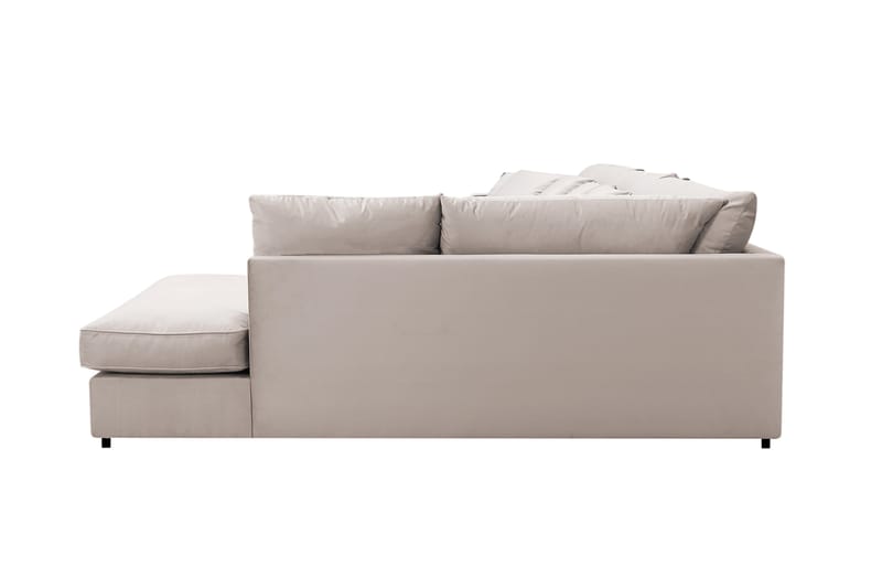 Rossita Lyx 6-seters høyrevendt U-formet ekstra dyp sofa med divan og sjeselong i fløyel - Beige - Møbler - Sofaer - Fløyelssofaer