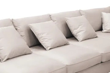 Rossita Lyx 6-seters høyrevendt U-formet ekstra dyp sofa med divan og sjeselong i fløyel - Beige - Møbler - Sofaer - Fløyelssofaer