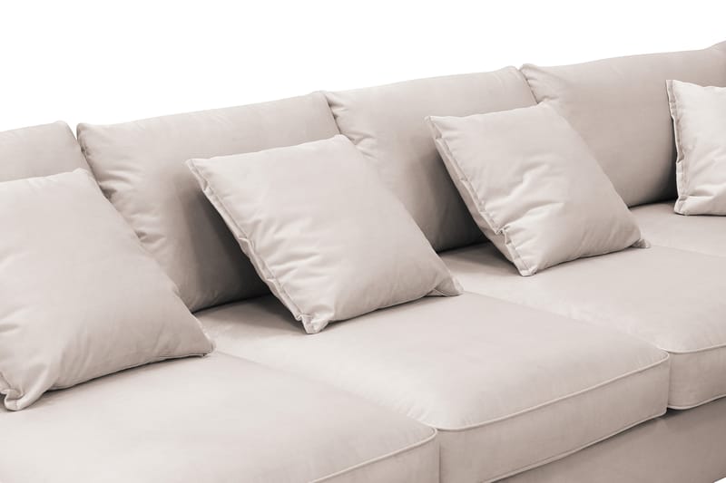 Rossita Lyx 6-seters høyrevendt U-formet ekstra dyp sofa med divan og sjeselong i fløyel - Beige - Møbler - Sofaer - Fløyelssofaer