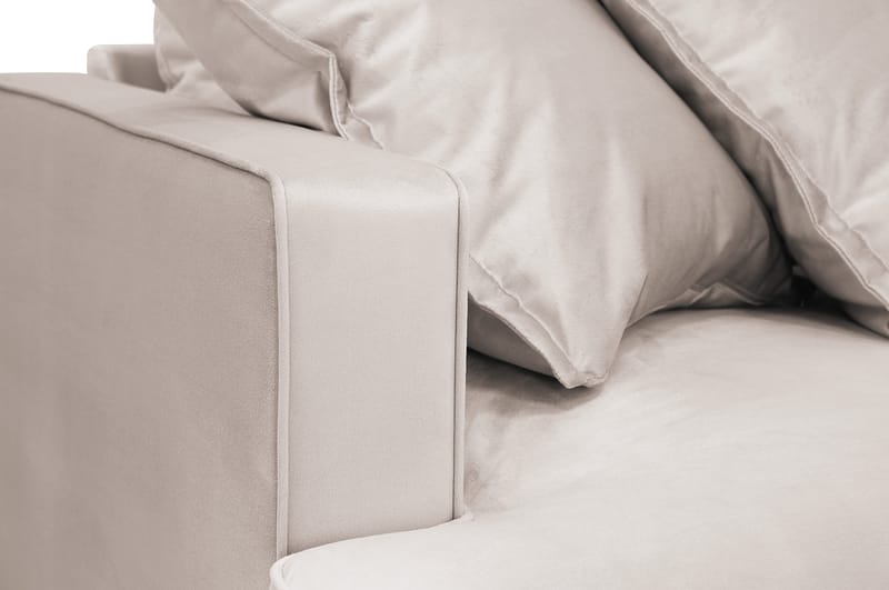Rossita Lyx 6-seters høyrevendt U-formet ekstra dyp sofa med divan og sjeselong i fløyel - Beige - Møbler - Sofaer - Fløyelssofaer