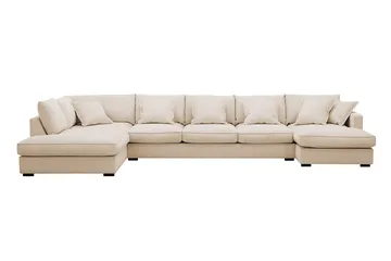 Rossita Lyx 6-seters høyrevendt U-formet ekstra dyp sofa med divan og sjeselong i manchester - Beige - Møbler - Sofaer - U-sofa