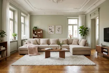 Rossita Lyx 6-seters høyrevendt U-formet ekstra dyp sofa med divan og sjeselong i manchester - Krem - Møbler - Sofaer - U-sofa