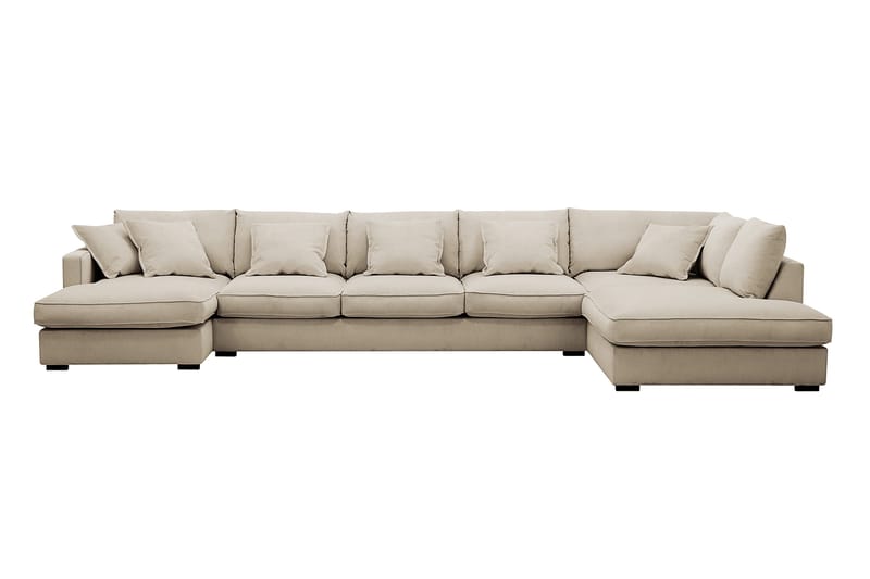 Rossita Lyx 6-seters høyrevendt U-formet ekstra dyp sofa med divan og sjeselong i manchester, Krem
