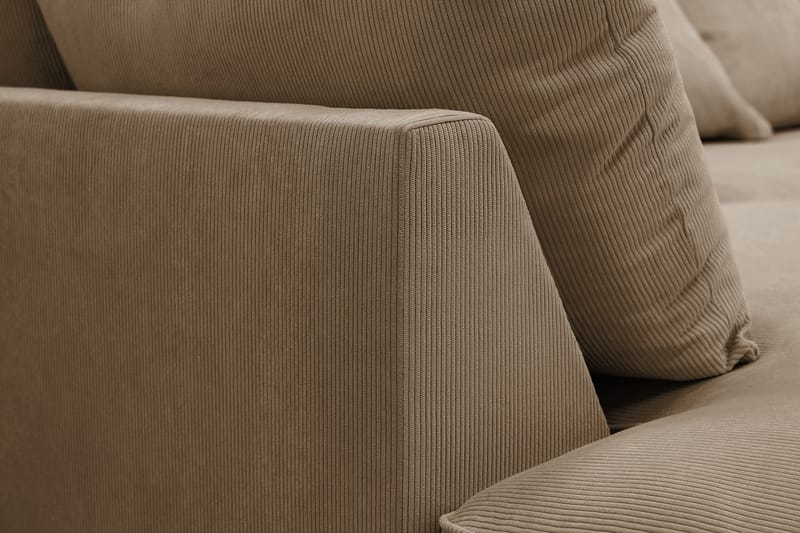 Rossita Lyx 6-seters høyrevendt U-formet ekstra dyp sofa med divan og sjeselong i manchester - Lysebrun - Møbler - Sofaer - U-sofa