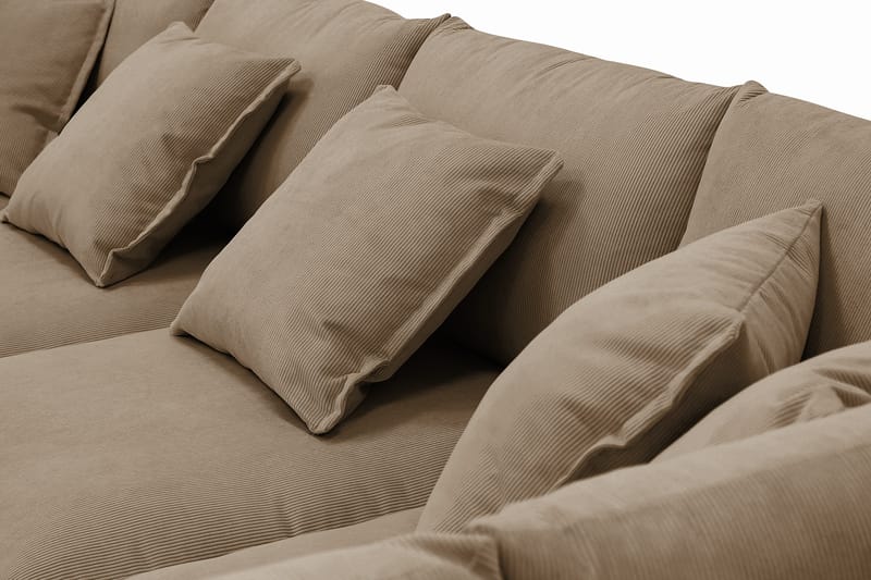 Rossita Lyx 6-seters høyrevendt U-formet ekstra dyp sofa med divan og sjeselong i manchester - Lysebrun - Møbler - Sofaer - U-sofa