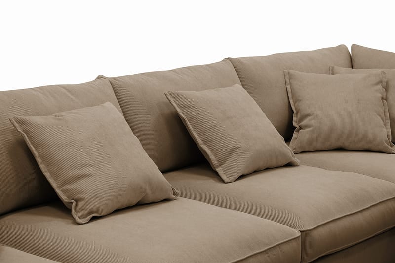 Rossita Lyx 6-seters høyrevendt U-formet ekstra dyp sofa med divan og sjeselong i manchester - Lysebrun - Møbler - Sofaer - U-sofa
