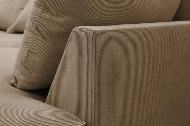 Rossita Lyx 6-seters høyrevendt U-formet ekstra dyp sofa med divan og sjeselong i manchester - Lysebrun - Møbler - Sofaer - U-sofa