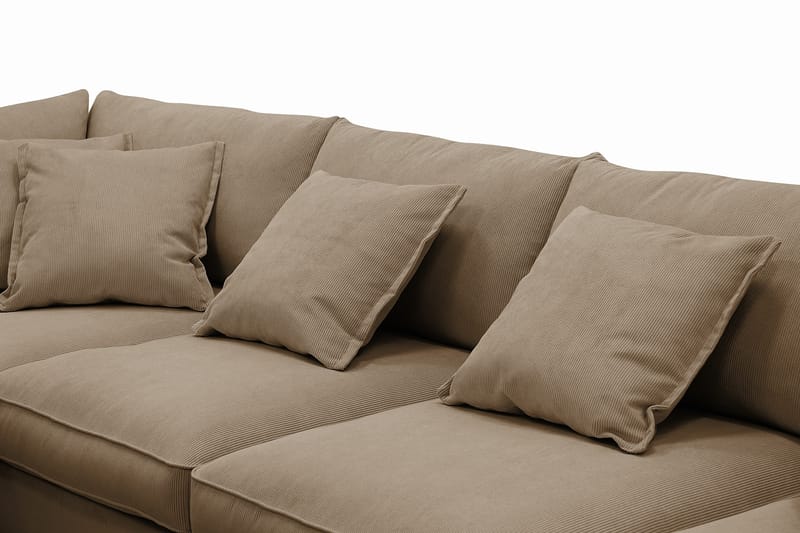 Rossita Lyx 6-seters høyrevendt U-formet ekstra dyp sofa med divan og sjeselong i manchester - Lysebrun - Møbler - Sofaer - U-sofa