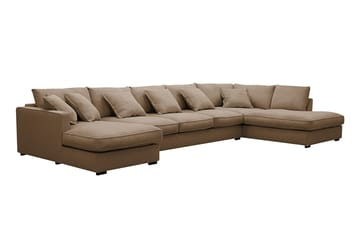 Rossita Lyx 6-seters høyrevendt U-formet ekstra dyp sofa med divan og sjeselong i manchester - Lysebrun - Møbler - Sofaer - U-sofa