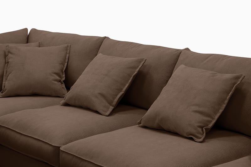 Rossita Lyx 6-seters høyrevendt U-formet ekstra dyp sofa med divan og sjeselong i manchester - Mørkebrun - Møbler - Sofaer - U-sofa