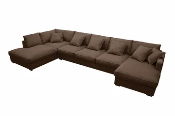Rossita Lyx 6-seters høyrevendt U-formet ekstra dyp sofa med divan og sjeselong i manchester - Mørkebrun - Møbler - Sofaer - U-sofa