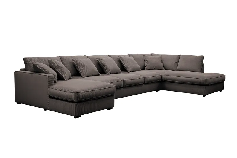 Rossita Lyx 6-seters høyrevendt U-formet ekstra dyp sofa med divan og sjeselong i manchester - Mørkegrå - Møbler - Sofaer - U-sofa