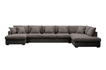 Rossita Lyx 6-seters høyrevendt U-formet ekstra dyp sofa med divan og sjeselong i manchester - Mørkegrå - Møbler - Sofaer - U-sofa