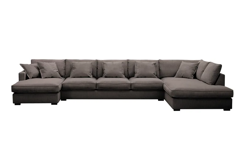 Rossita Lyx 6-seters høyrevendt U-formet ekstra dyp sofa med divan og sjeselong i manchester - Mørkegrå - Møbler - Sofaer - U-sofa