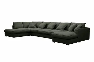 Rossita Lyx 6-seters høyrevendt U-formet ekstra dyp sofa med divan og sjeselong i manchester - Mørkegrønn - Møbler - Sofaer - U-sofa