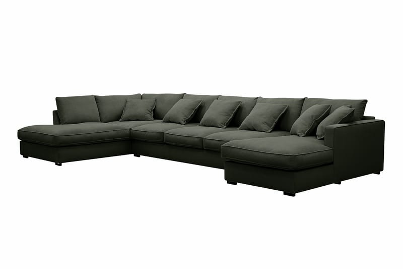 Rossita Lyx 6-seters høyrevendt U-formet ekstra dyp sofa med divan og sjeselong i manchester - Mørkegrønn - Møbler - Sofaer - U-sofa