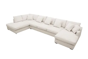 Rossita Lyx 6-seters høyrevendt U-formet ekstra dyp sofa med divan og sjeselong i manchester - Naturhvit - Møbler - Sofaer - U-sofa