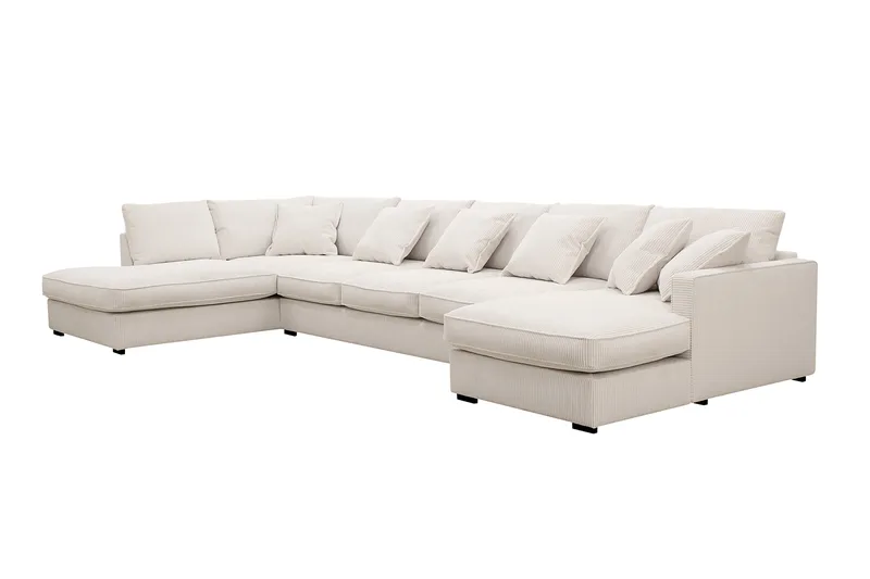 Rossita Lyx 6-seters høyrevendt U-formet ekstra dyp sofa med divan og sjeselong i manchester - Naturhvit - Møbler - Sofaer - U-sofa